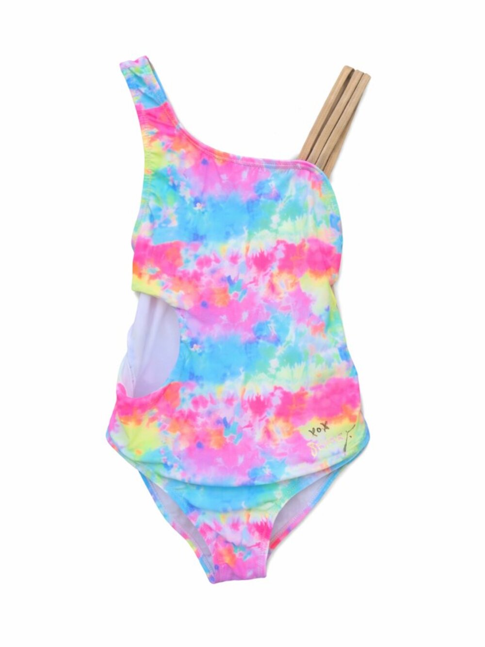 Betsey Johnson Kids Tie-Dye One-Shoulder Swimsuit, Size Small